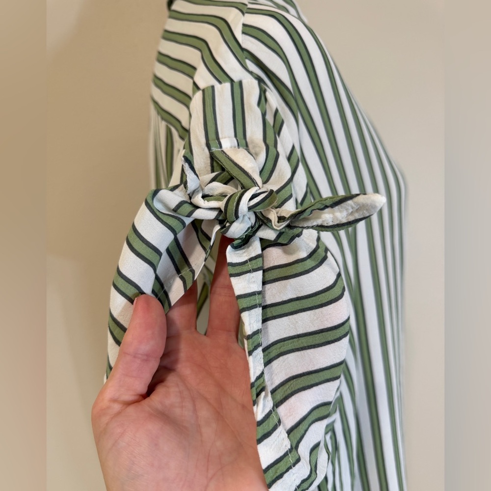 Faithfull The Brand Porte Shirt Dress, Almeria Stripe, White/Green, SIZE: 8 - Picture 11 of 13